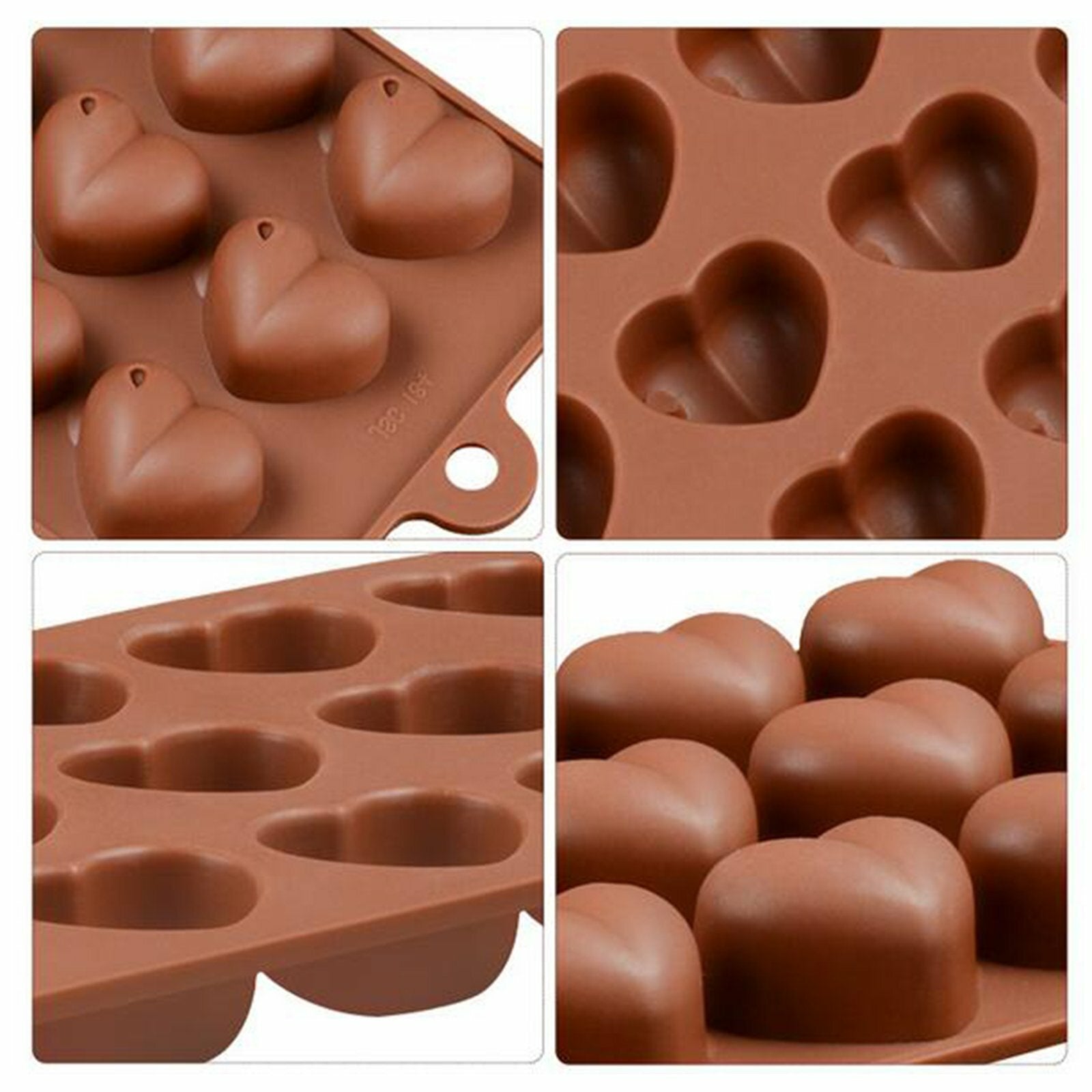4PCS Heart Silicone Mold Set - Love Heart Cake Chocolate Ice Cube Soap Baking Moulds