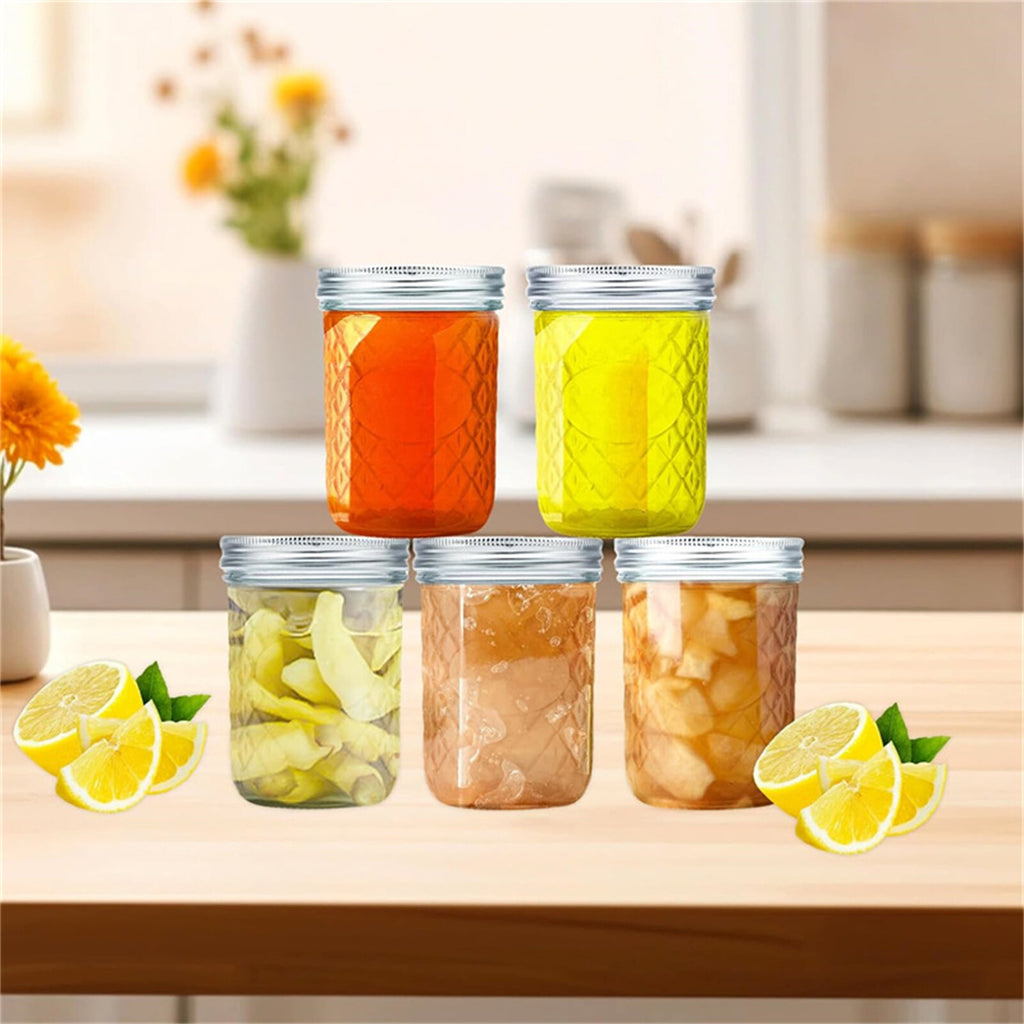 12PCS 500ml Glass Mason Jars with Airtight Lids Wide Mouth Preserving Jars