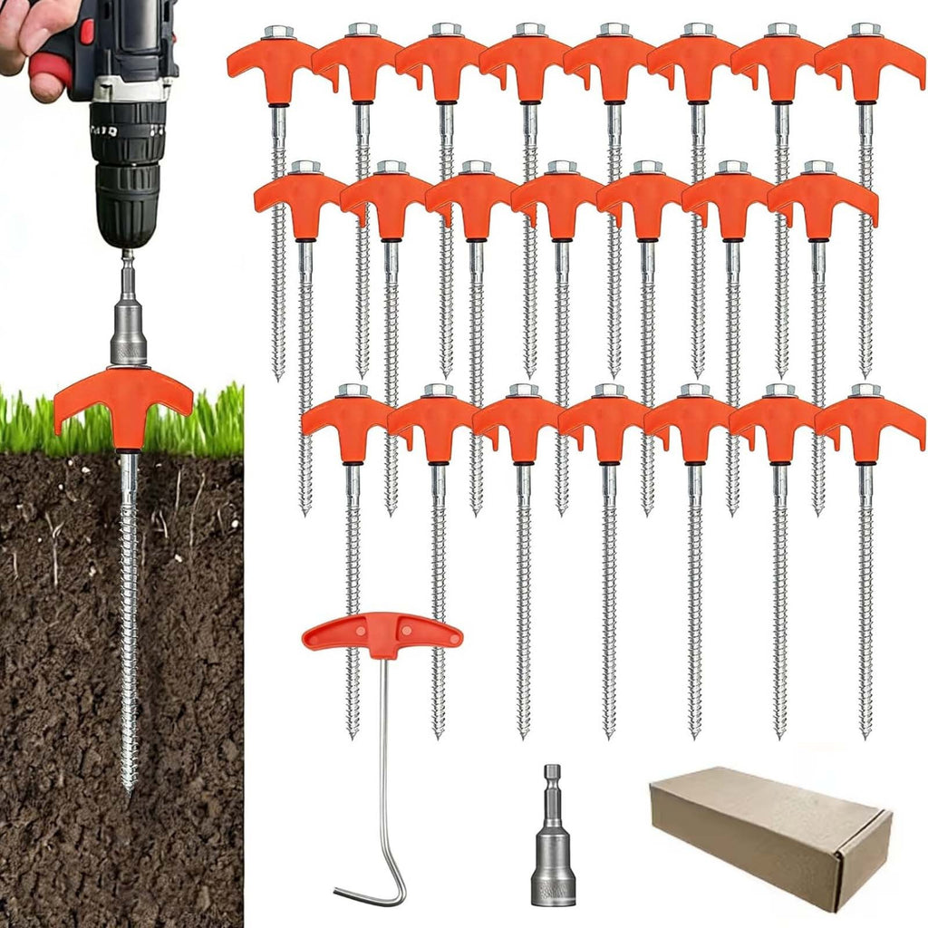 8Pcs Tent Pegs Heavy Duty Screw Steel In Ground Camping Outdoor Stakes Nails
