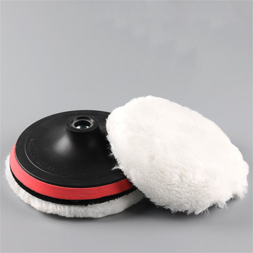 4PCS 5 Inch Wool Polishing Pads - Sheepskin Buffing Pads with Hook and Loop Back