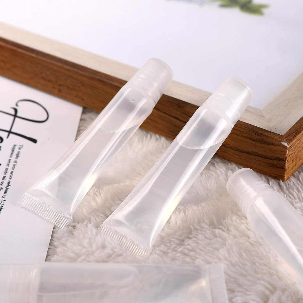 100PCS 8ml Empty Lip Gloss Tubes – Clear Refillable Lip Balm Squeeze Containers