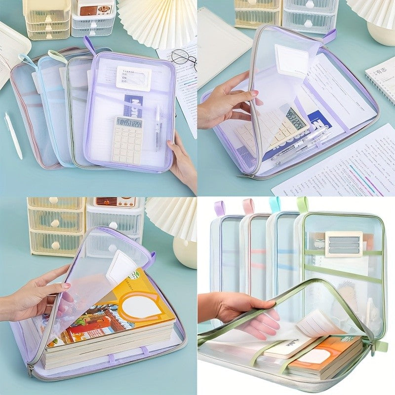 2 Pack A4 Zipper File Folder Document Storage Bags – Large Capacity Nylon Organiser Pouches