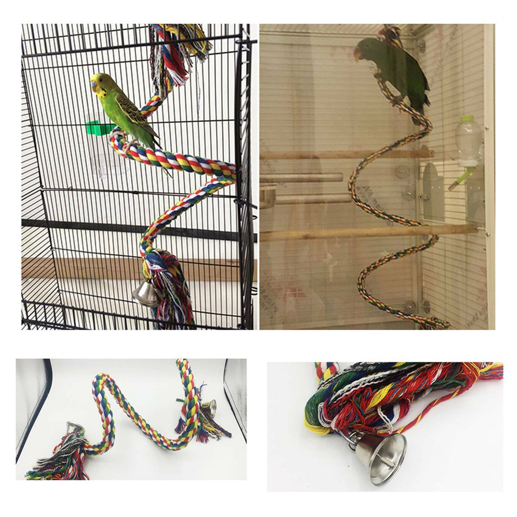 Parrot Rope Perch Bird Toy | Colorful Cotton Climbing Perch for Cage (0.5m–2.0m)