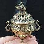 Elephant Lotus Incense Burner Metal Incense Holder Bowl Decorative Incense Burner
