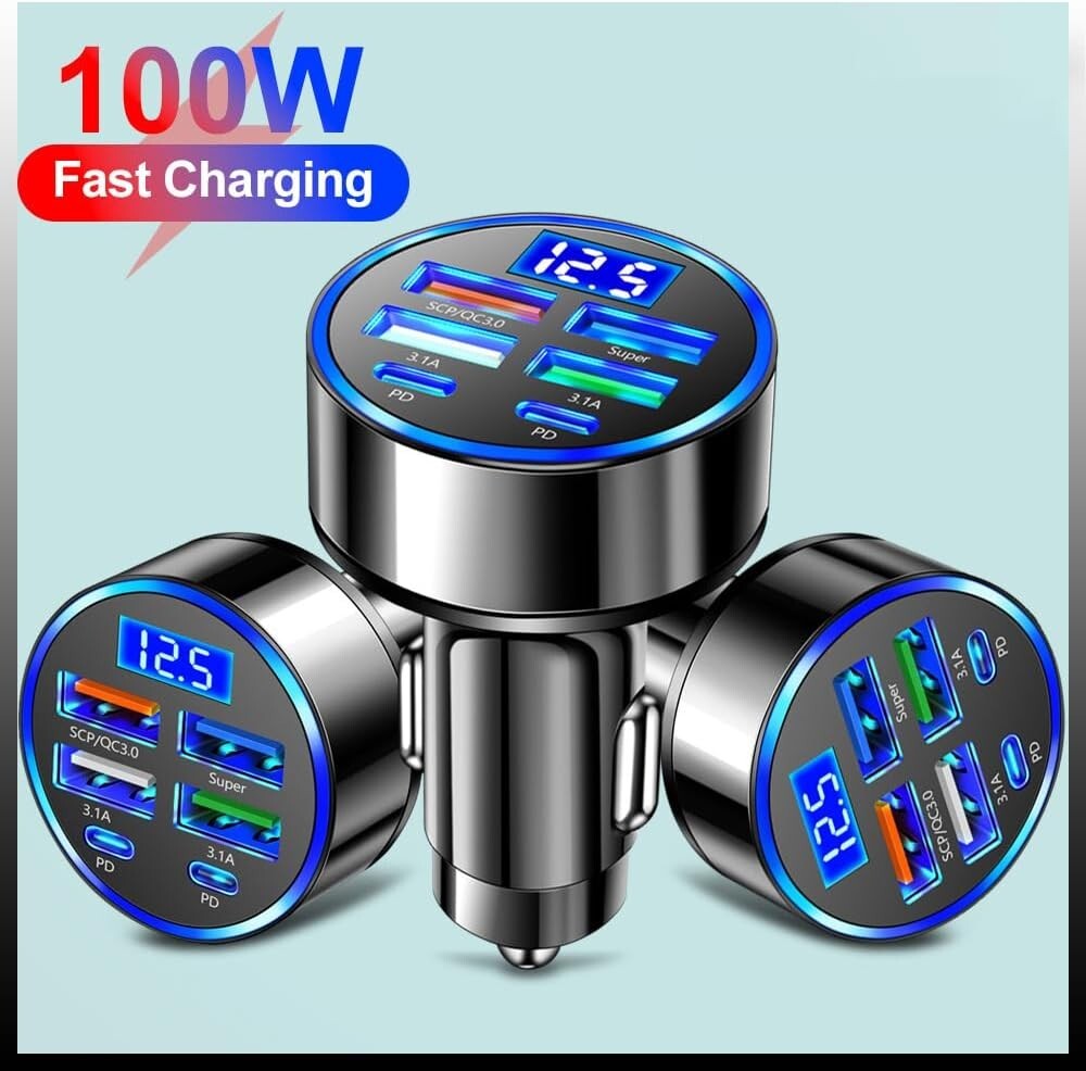 Three 6 port car chargers