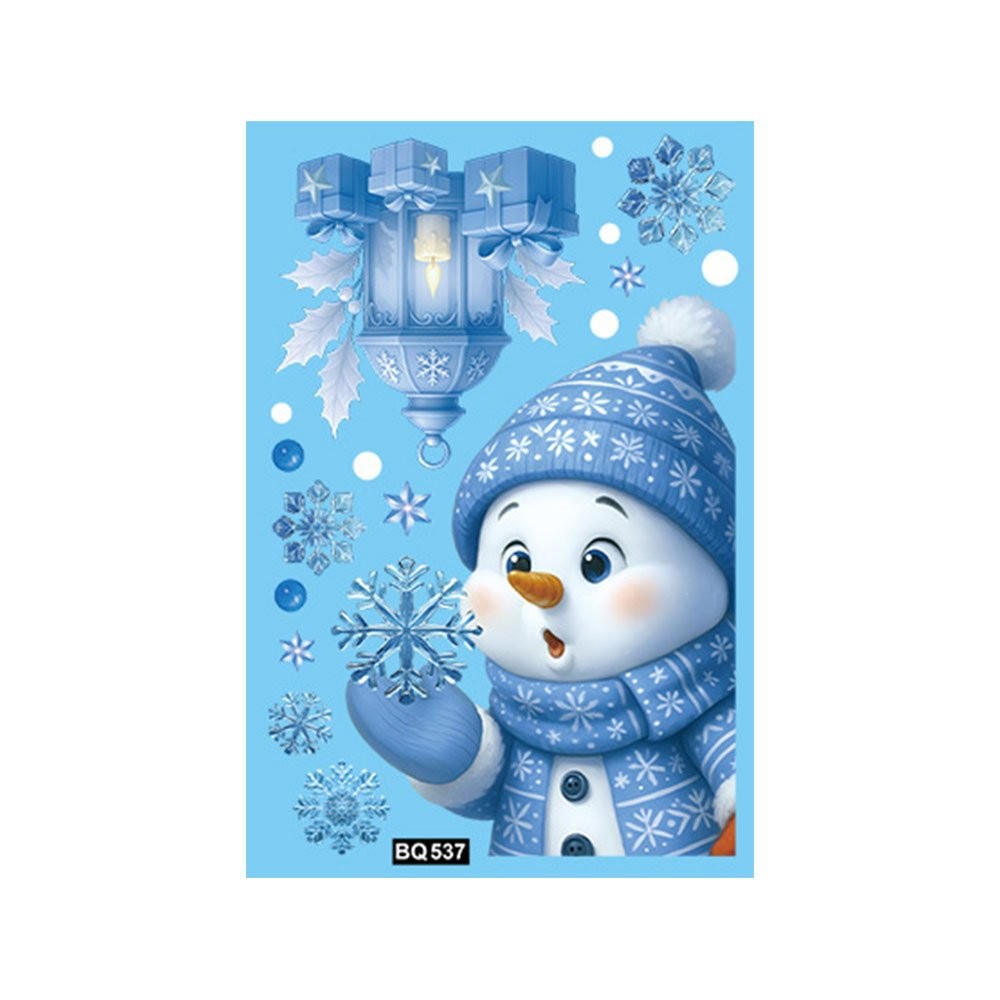 Christmas Window Stickers Winter Snowman Santa Claus Snowflake Elk Static OD