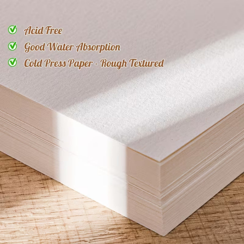 50 Sheets A4 Watercolour Paper 160GSM Cold Press Artist Painting Paper Pad