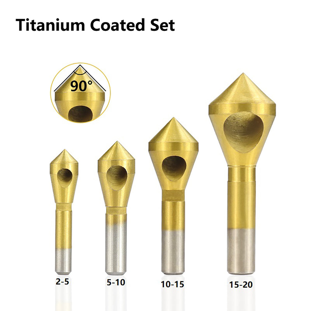 8PCS Chamfer Deburring Drill Bit Set - 90 Degree Countersink Bits for Metal and Rotary Tools