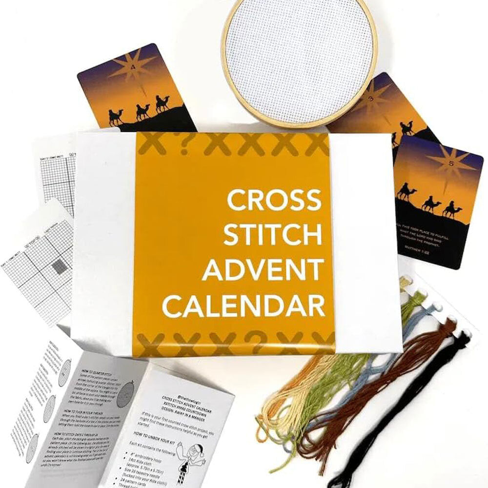 NEW for  - Cross Stitch Advent Calendar, Christmas Embroidery Kit HOD