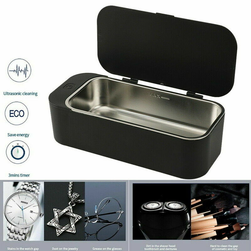 Ultrasonic Cleaner 450ml Sonic Wave Cleaning Machine for Jewelry Glasses Watch Stainless Steel Tank