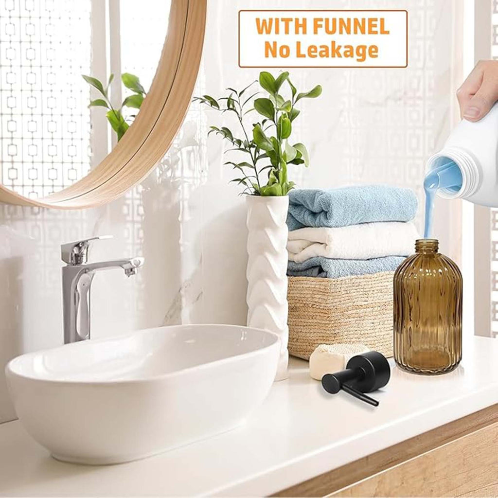 2PCS 400ml Clear Pump Bottles Refillable Soap Shampoo Conditioner Dispensers