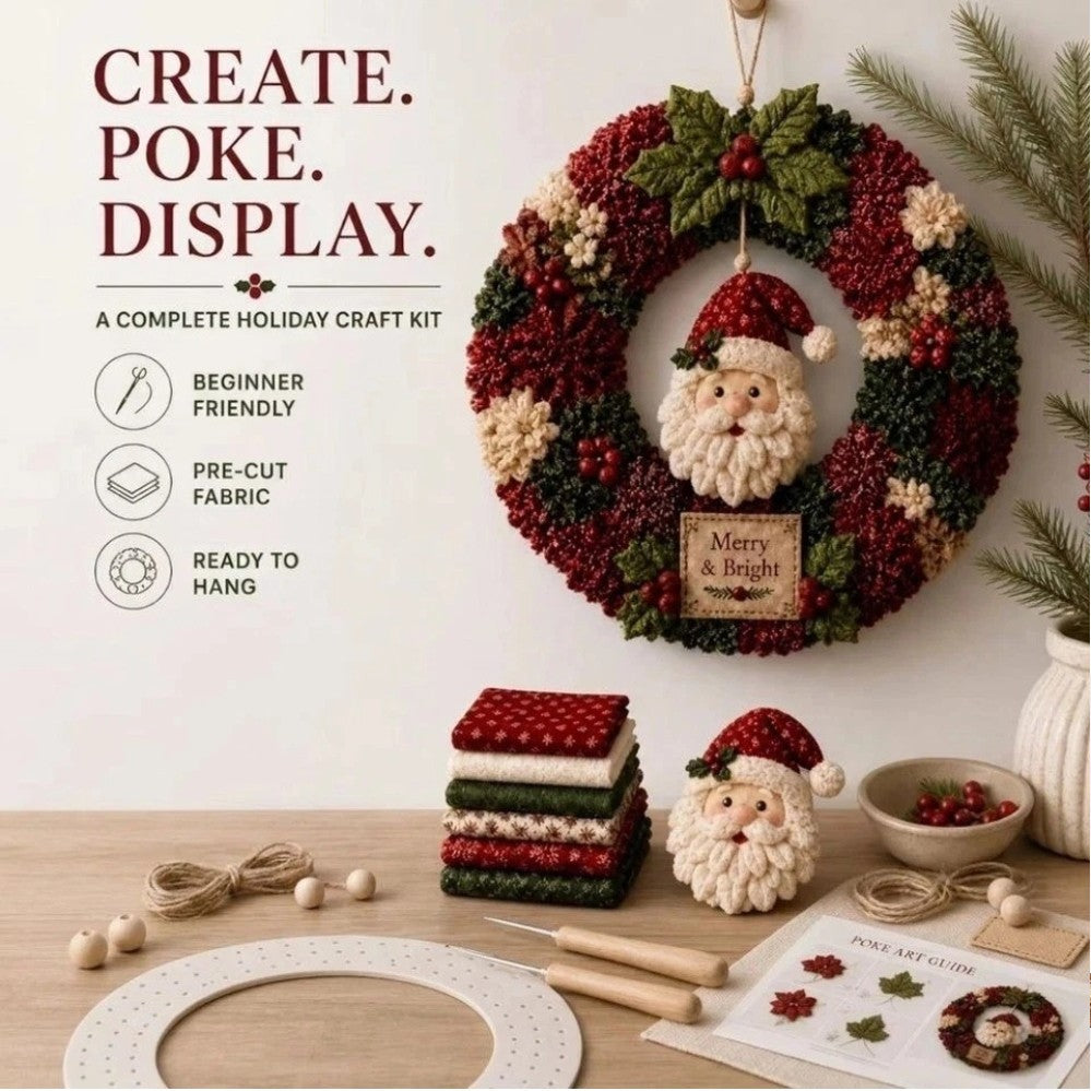 3D Fabric Poke Wreath DIY Kit Christmas Handmade Wreath Craft Set Party Decor