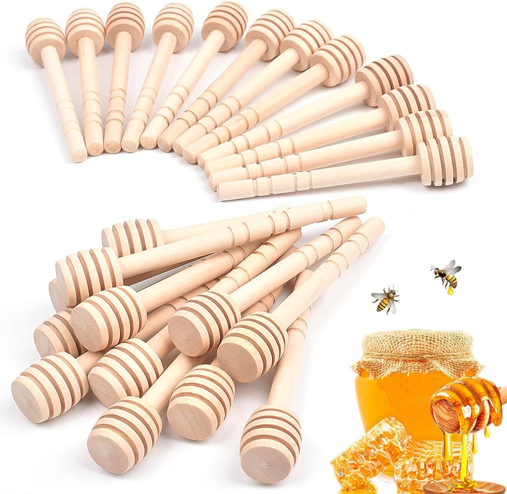 200PCS Wooden Honey Dipper Sticks 10cm - Mini Jam Syrup Honey Stirring Sticks