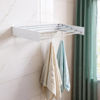 80CM Foldable Wall Mounted Clothes Drying Rack - Metal Towel and Laundry Holder White