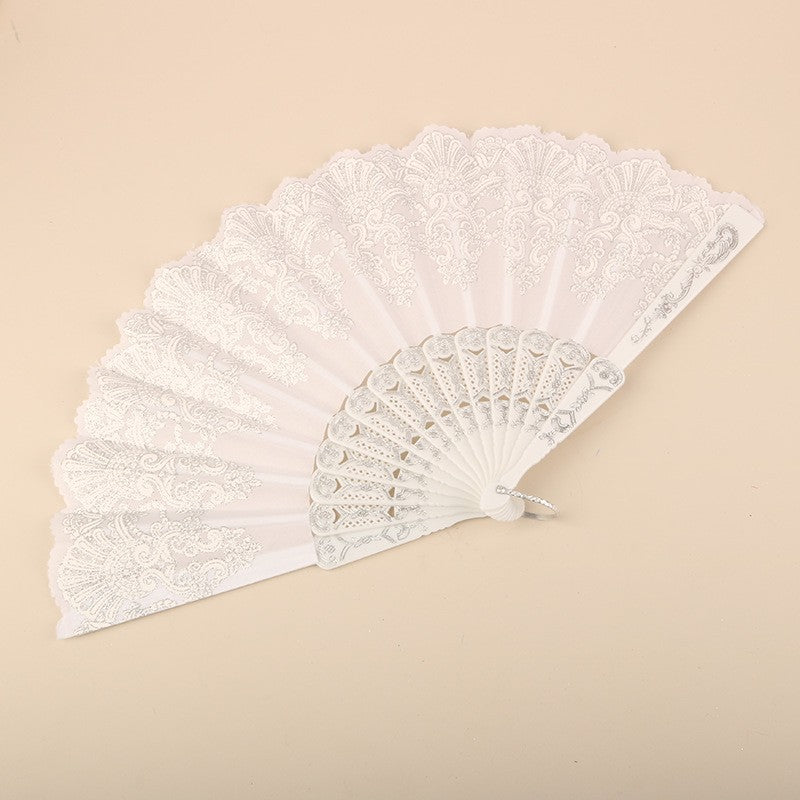 10pcs White Print Hand Held Fan Costume Accessory Decoration Wedding Party AUS