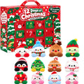12 days of Christmas advent calendar box with 12 mini plush Christmas toys on a white background