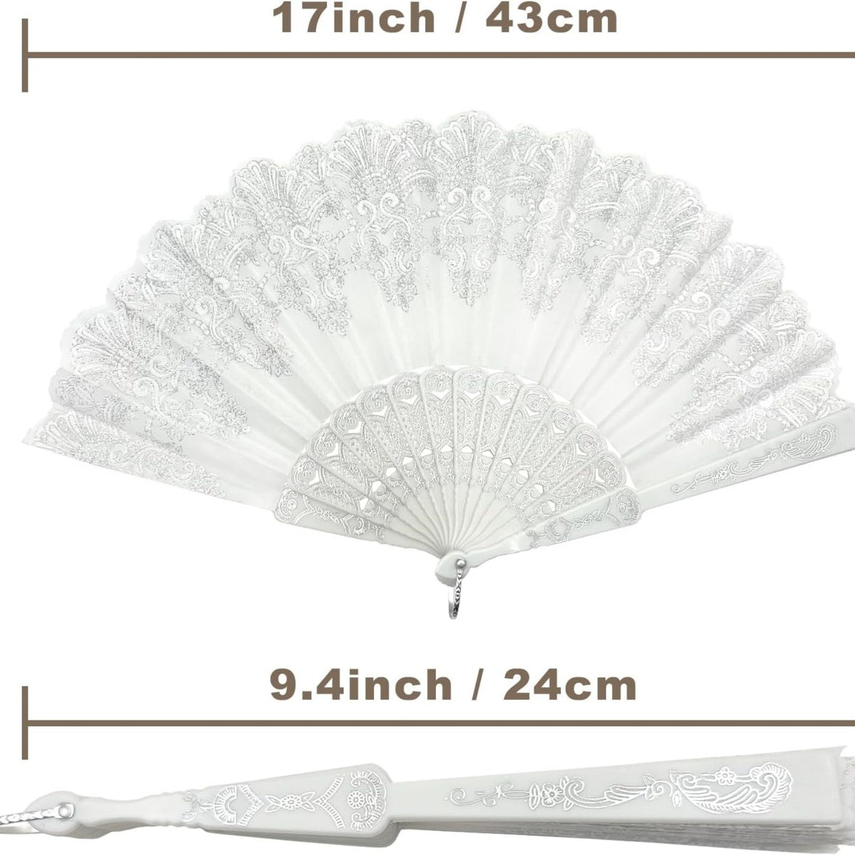 10pcs White Print Hand Held Fan Costume Accessory Decoration Wedding Party AUS