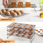 3-Tier Stackable Baking Cooling Rack Collapsible Iron Wire Rack for Baking
