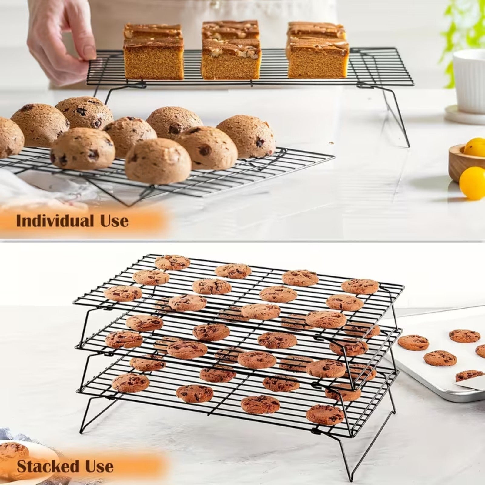 3-Tier Stackable Baking Cooling Rack Collapsible Iron Wire Rack for Baking