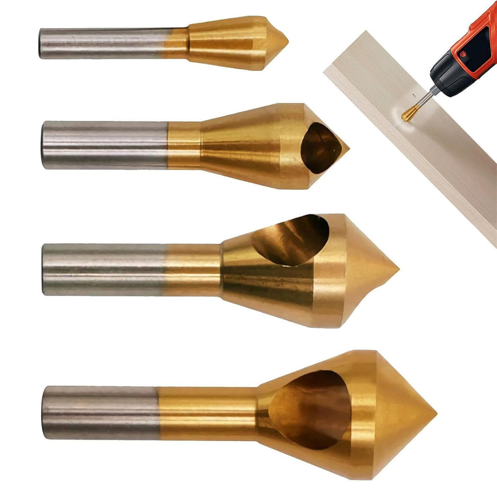 8PCS Chamfer Deburring Drill Bit Set - 90 Degree Countersink Bits for Metal and Rotary Tools