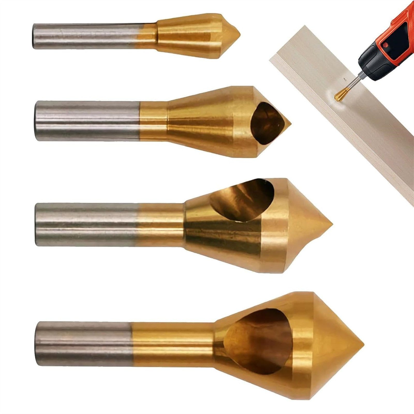 8PCS Chamfer Deburring Drill Bit Set - 90 Degree Countersink Bits for Metal and Rotary Tools
