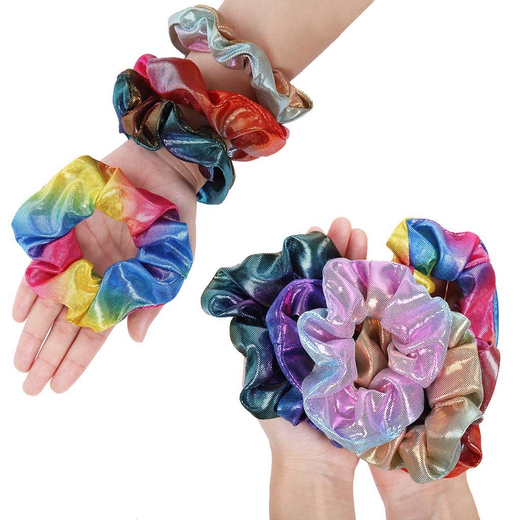 40PCS Metallic Glitter Scrunchies - Women’s Elastic Hair Ties Multicolour