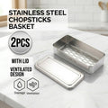 Stainless Steel Chopsticks Basket 2 Pack SUS 304 With Lid Ventilated Design New