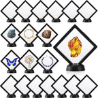 20PCS Square 3D Floating Jewelry Display Frames - Coin Holder Box Cases with Stands