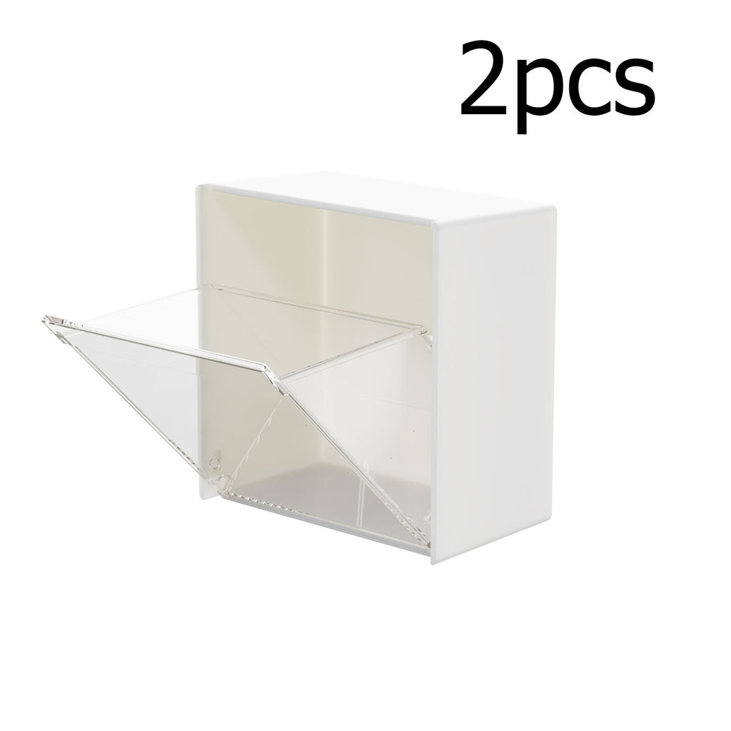 2-4PCS Wall Mounted Storage Box Cotton Swab Bathroom Organiser Holder White