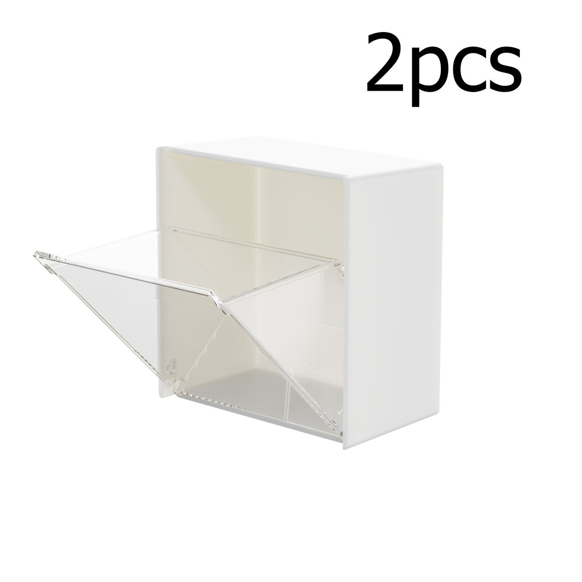 2-4PCS Wall Mounted Storage Box Cotton Swab Bathroom Organiser Holder White