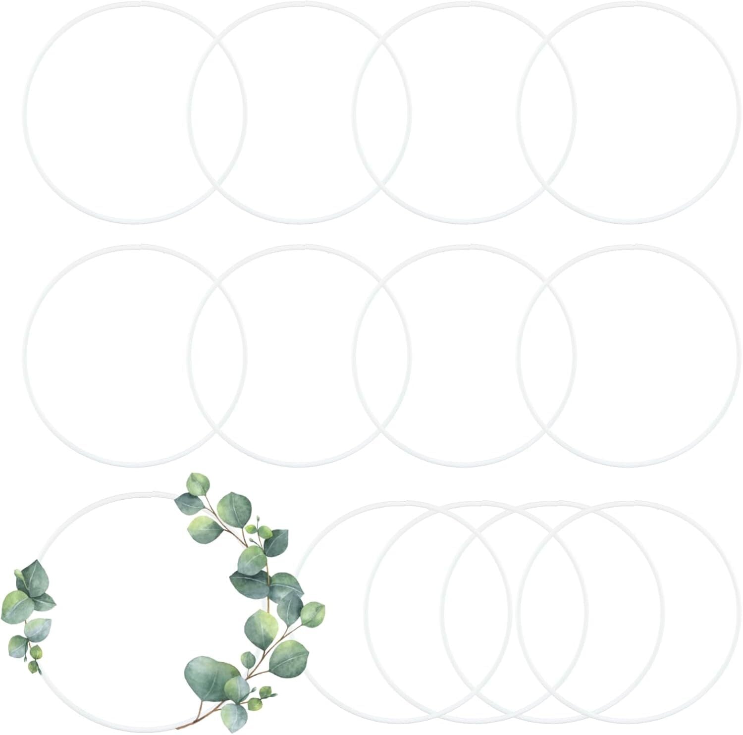 Silver Round Floral Hoop Centerpiece Set - Standing Metal Wreath Hoops for Wedding Party and Event Decor