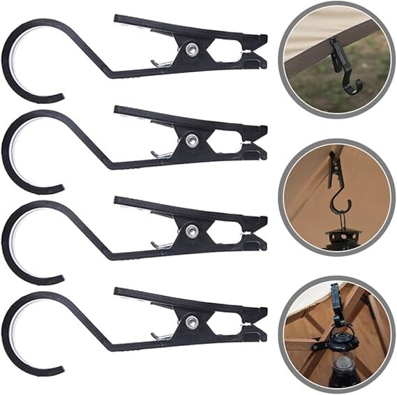 4PCS Outdoor Tent Canopy Clip Hooks - Camping Cloth Clamp Holder Accessories