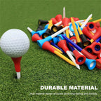 60 Pack 83mm Golf Tees with Rubber Cushion Top – Multi Color Durable Plastic Golf Tees