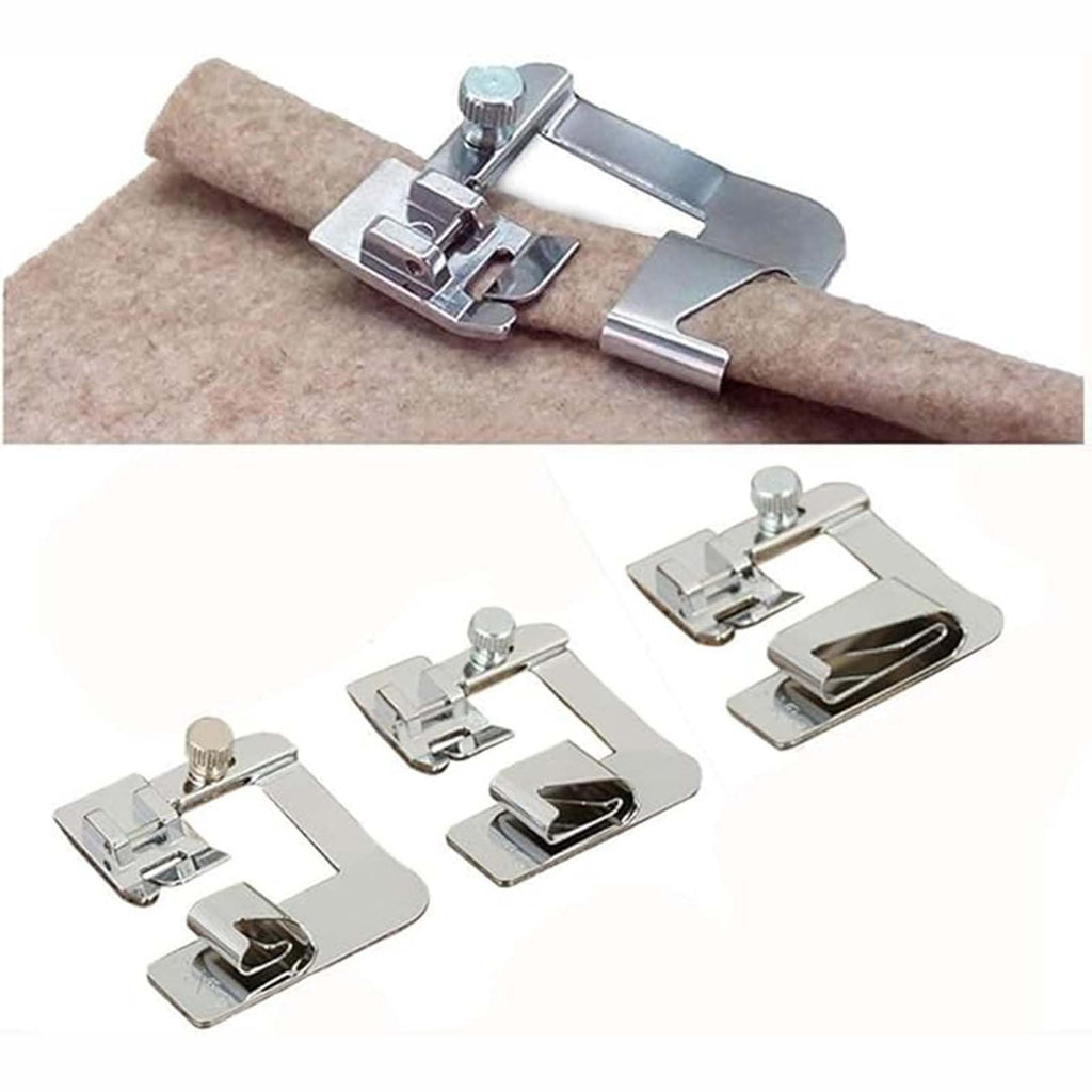 3Pcs Wide Rolled Hem Presser Foot Set – Snap On Hemmer Feet for Domestic Sewing Machines