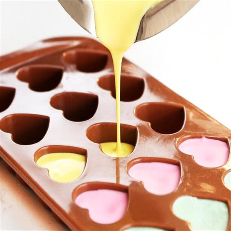 4PCS Heart Silicone Mold Set - Love Heart Cake Chocolate Ice Cube Soap Baking Moulds