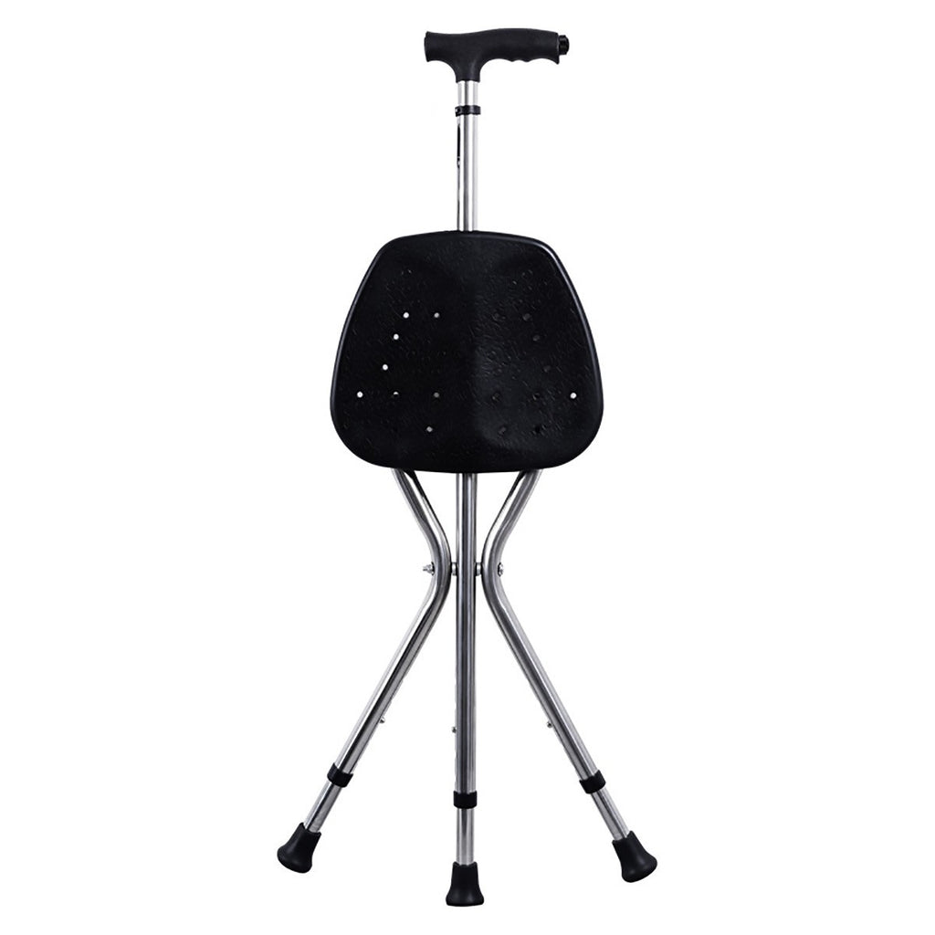 Foldable Seat Cane with Tripod Chair Portable Walking Stick Seat Outdoor Travel Mobility Aid