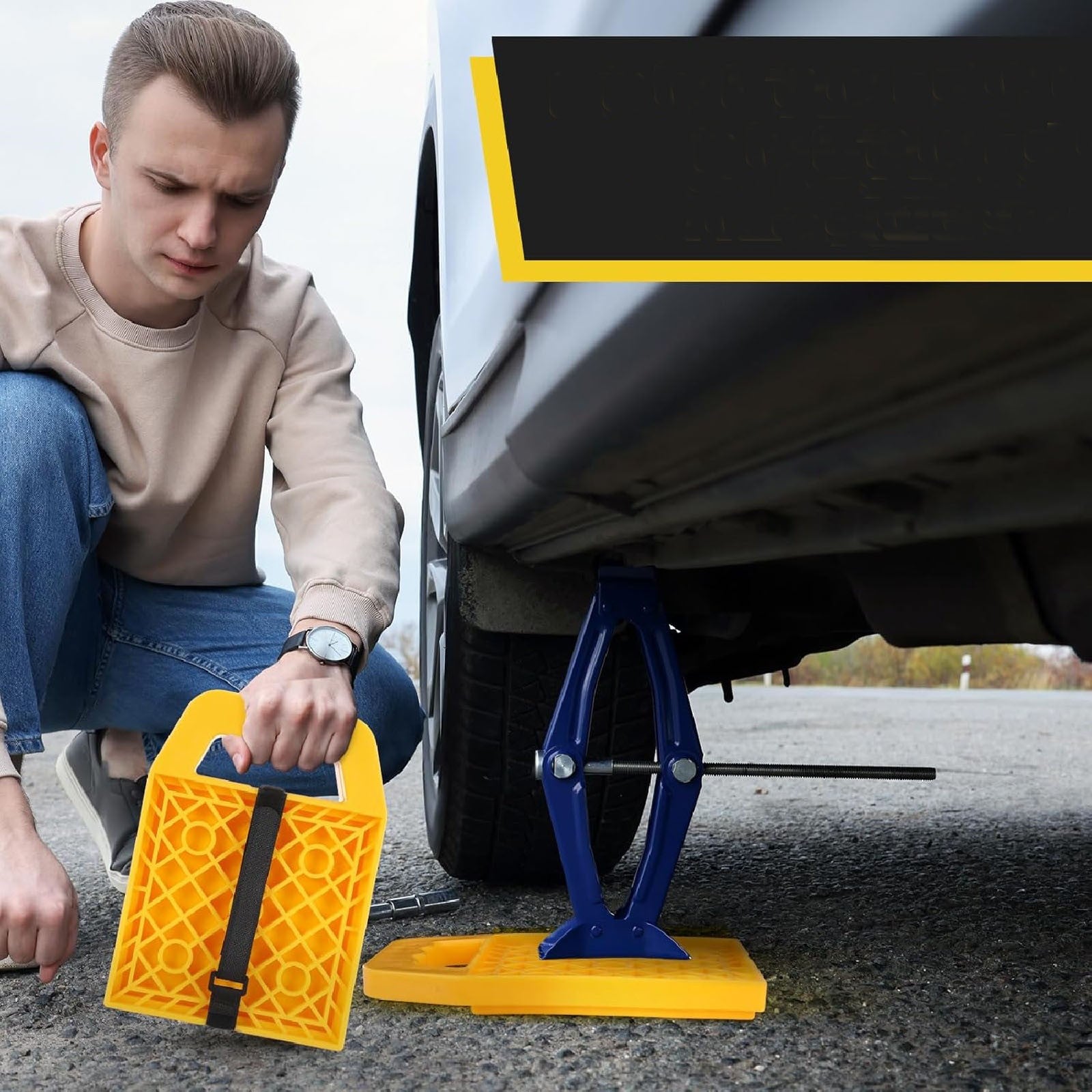4PCS RV Stabilizer Jack Leg Pads - Caravan Awning Leg Support Level Pads Yellow
