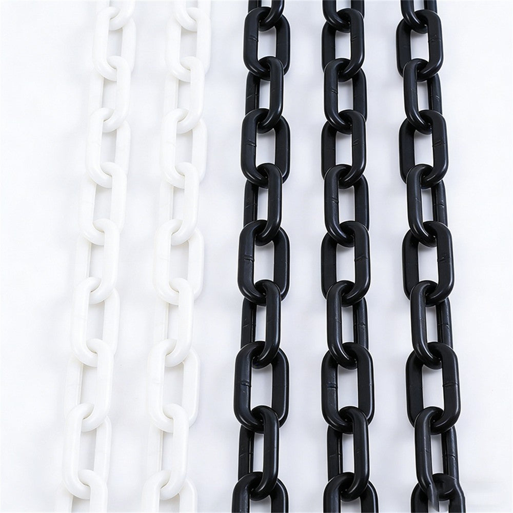 6M Plastic Safety Warning Chain – Black and White Barrier Chain 8mm for Traffic Control and Hazard Areas