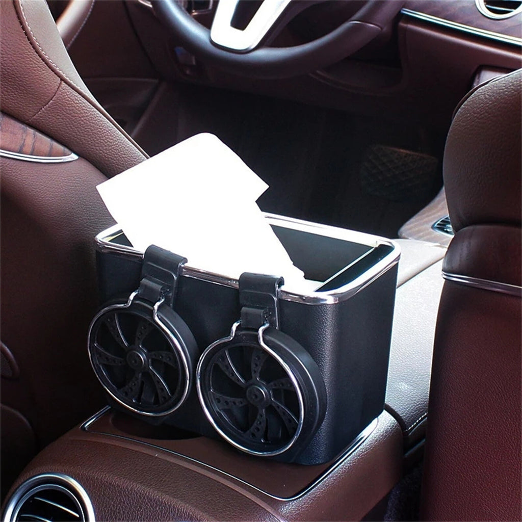 Car Armrest Storage Box with Cup Holder and Tissue Drawer – Multifunction Coffee and Drink Organizer