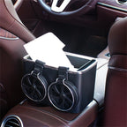 Car Armrest Storage Box with Cup Holder and Tissue Drawer – Multifunction Coffee and Drink Organizer