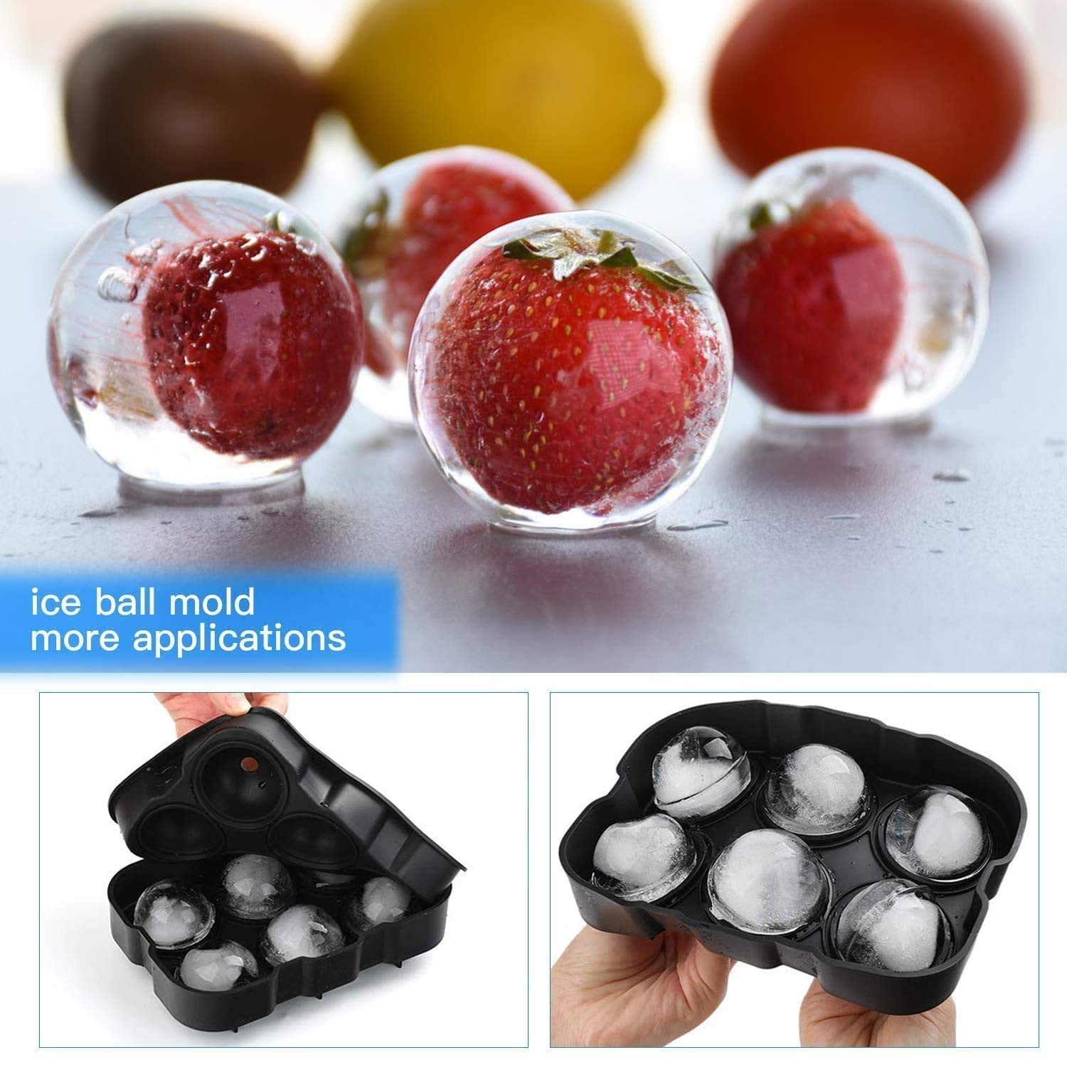 Large Silicone Ice Cube Tray with Sphere and Cube Mould – Big Ice Ball Maker for Whiskey, Cocktails and DIY Drinks