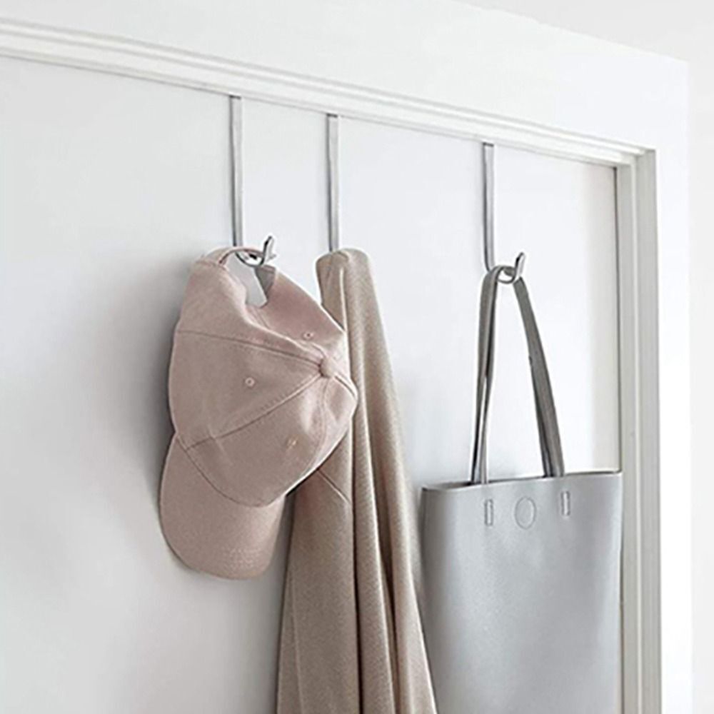 10pcs 5mm Stainless Steel Over The Door Hook Adjustable Door Hanger Rack Cloth