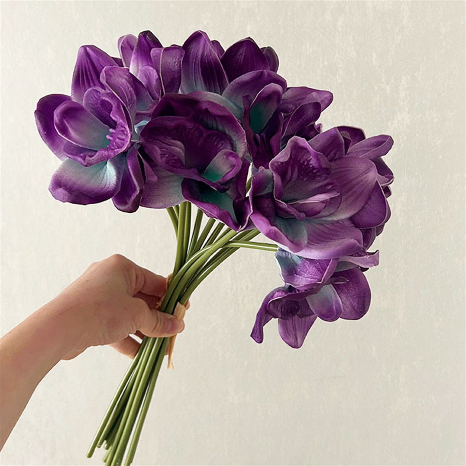 1PC Artificial Orchid Stem - Purple Turquoise Faux Flower Branch for Home and Event Decor