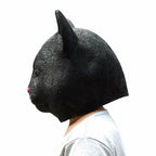 Black Cat Head Mask Latex | Halloween Costume Creepy Animal Party Theater Prop