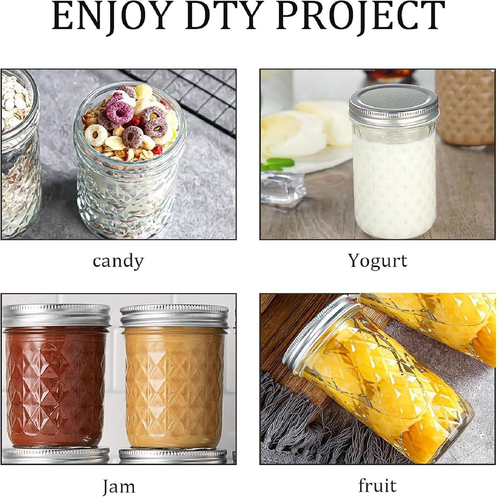 12PCS 500ml Glass Mason Jars with Airtight Lids Wide Mouth Preserving Jars
