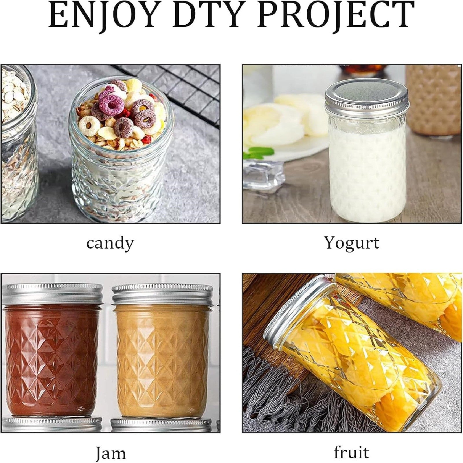 12PCS 500ml Glass Mason Jars with Airtight Lids Wide Mouth Preserving Jars