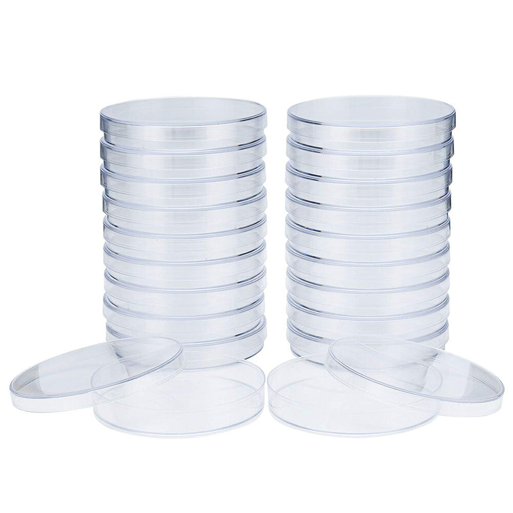 20pcs Plastic Petri Dishes with Lids 90mm x 15mm | Pre-Sterile Lab Culture Plates