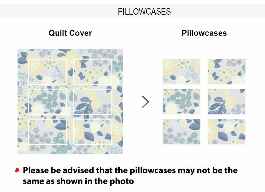 Pillowcase patterns may differ from the quilt cover