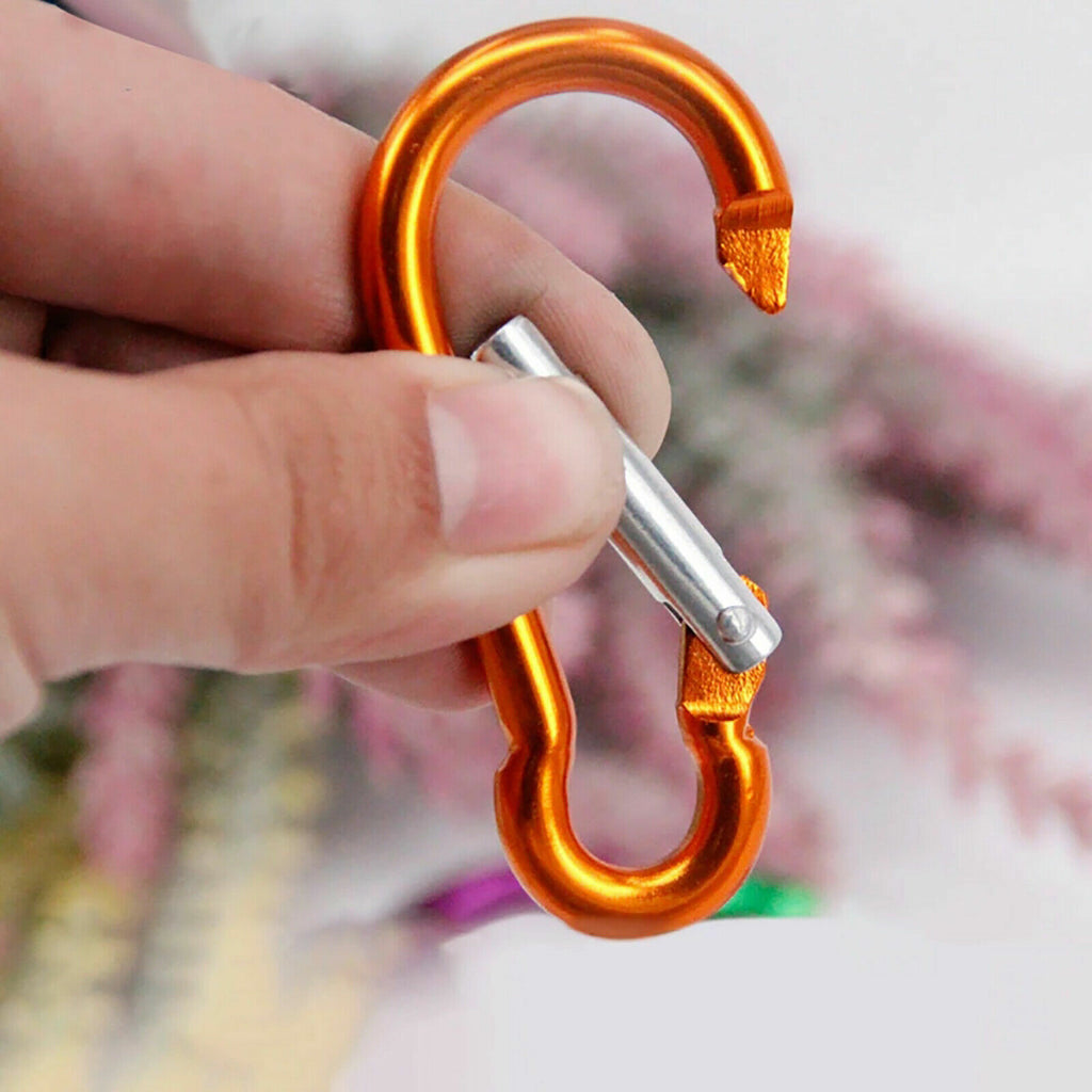 100PCS Aluminum Carabiner Clip D-Ring Snap Hook Keychain Camping Hiking Clips
