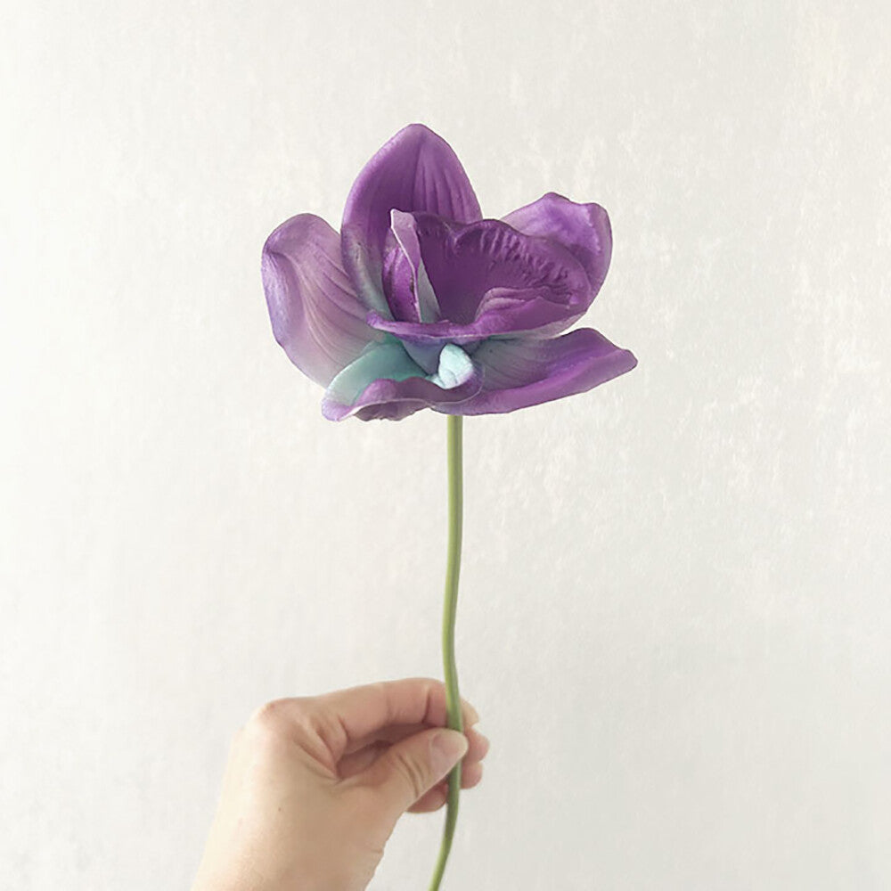 1PC Artificial Orchid Stem - Purple Turquoise Faux Flower Branch for Home and Event Decor